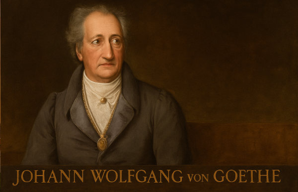 ゲーテ、ベートーベン、フロイト、カンディンスキーなど、ドイツ語圏が生んだ偉大な芸術家、作家、哲学者たちを象徴する肖像やシンボル。